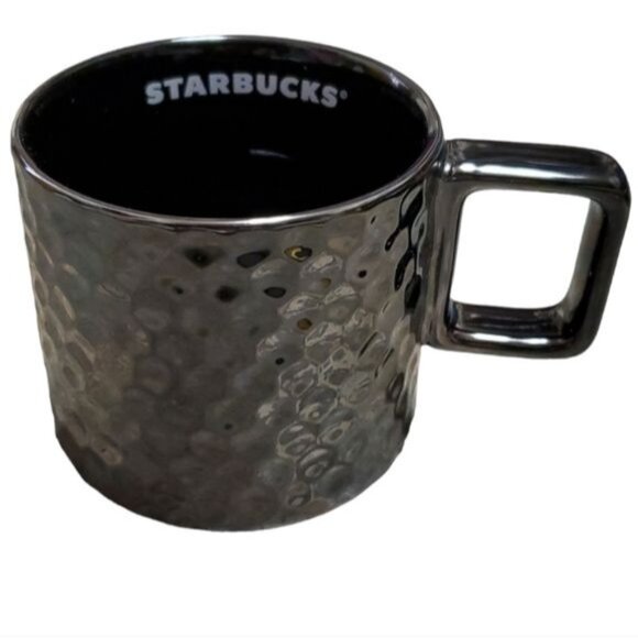2019 Starbucks 12oz Cup Mug CERAMIC Coffee Tea Hot Cocoa Hammered Gunmetal - Picture 1 of 11